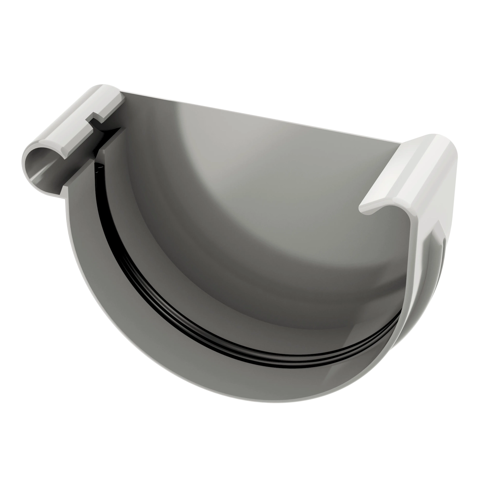 Koncový uzávěr levý 125 mm šedý